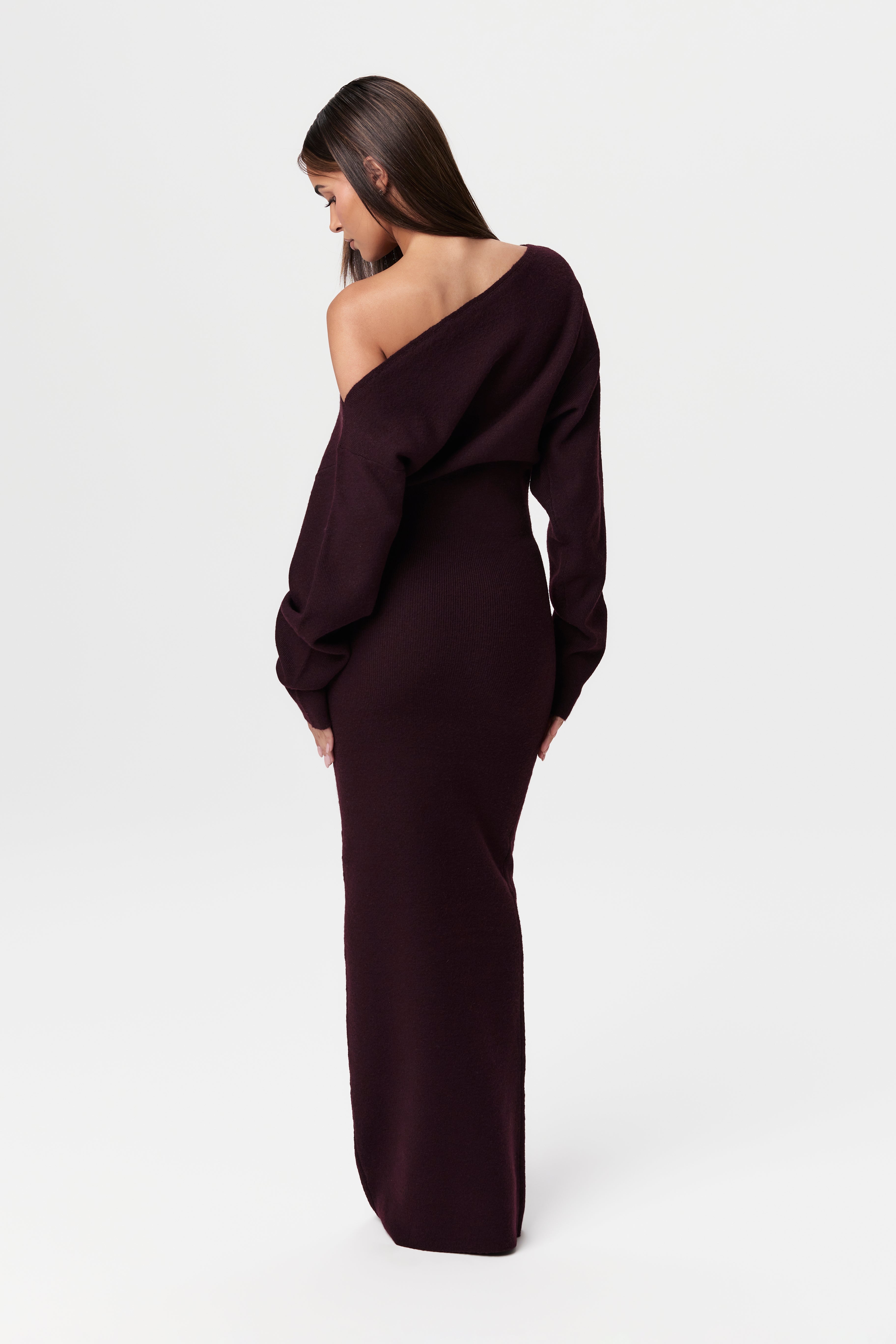 Knit Off-Shoulder Sweater Maxi Dress - Edel Essential