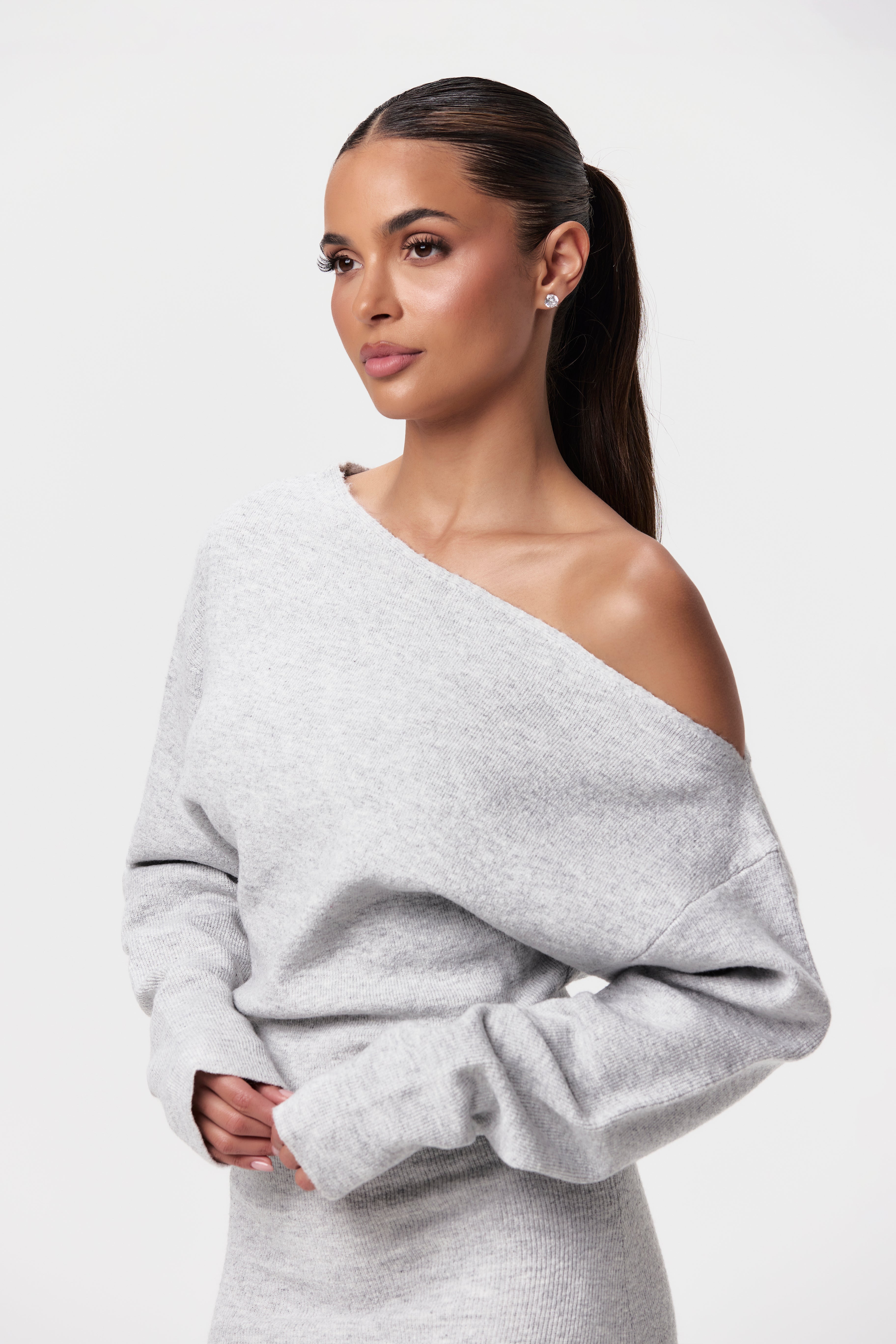 Knit Off-Shoulder Sweater Maxi Dress - Edel Essential
