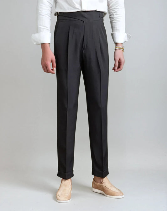 Oxford Pleated Trousers - Black - Edel Essential