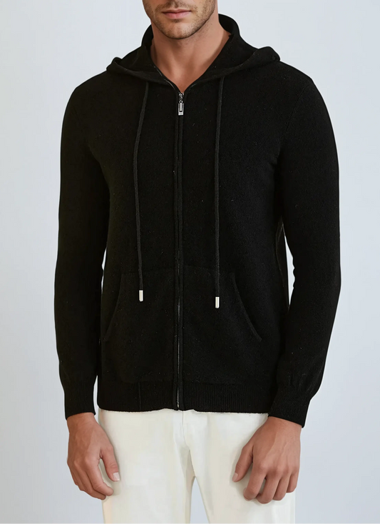Cashmere Knit Zip Vest - Black - Edel Essential