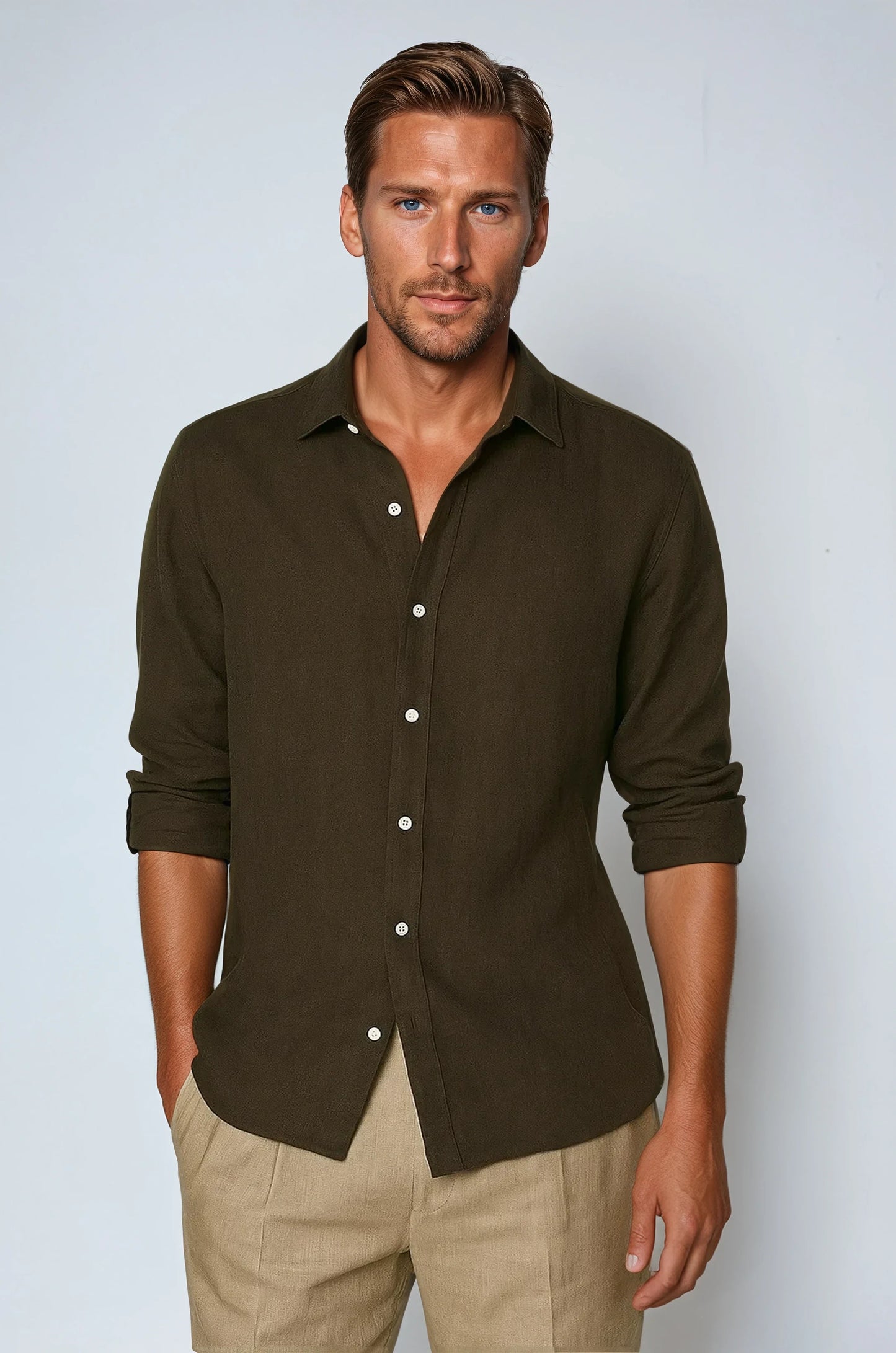 Essential Linen Shirt - Dark Brown - Edel Essential