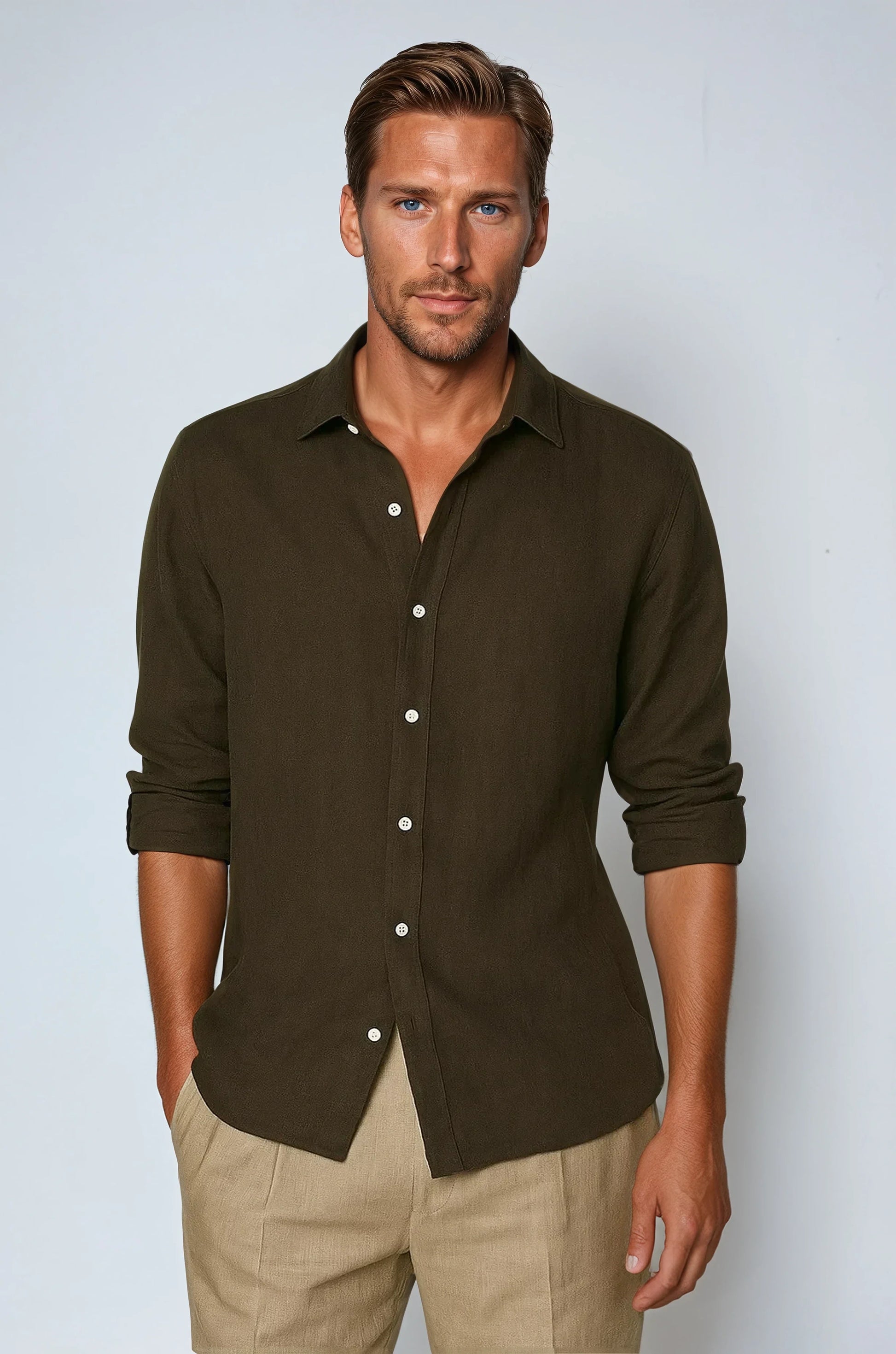 Essential Linen Shirt - Dark Brown - Edel Essential