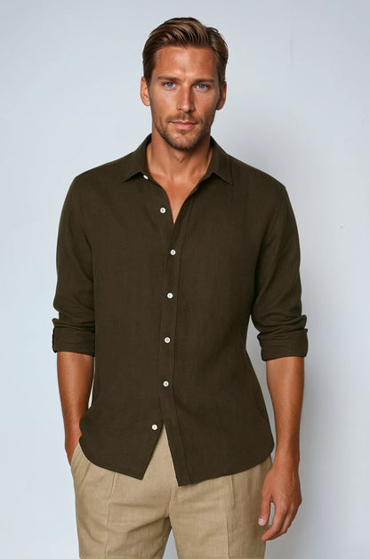 Essential Linen Shirt - Dark Brown - Edel Essential