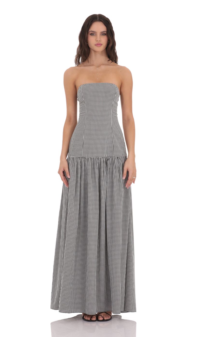 Strapless gingham midi dress - Edel Essential