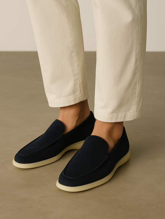 Refined Suede Loafers – Navy Blue - Edel Essential