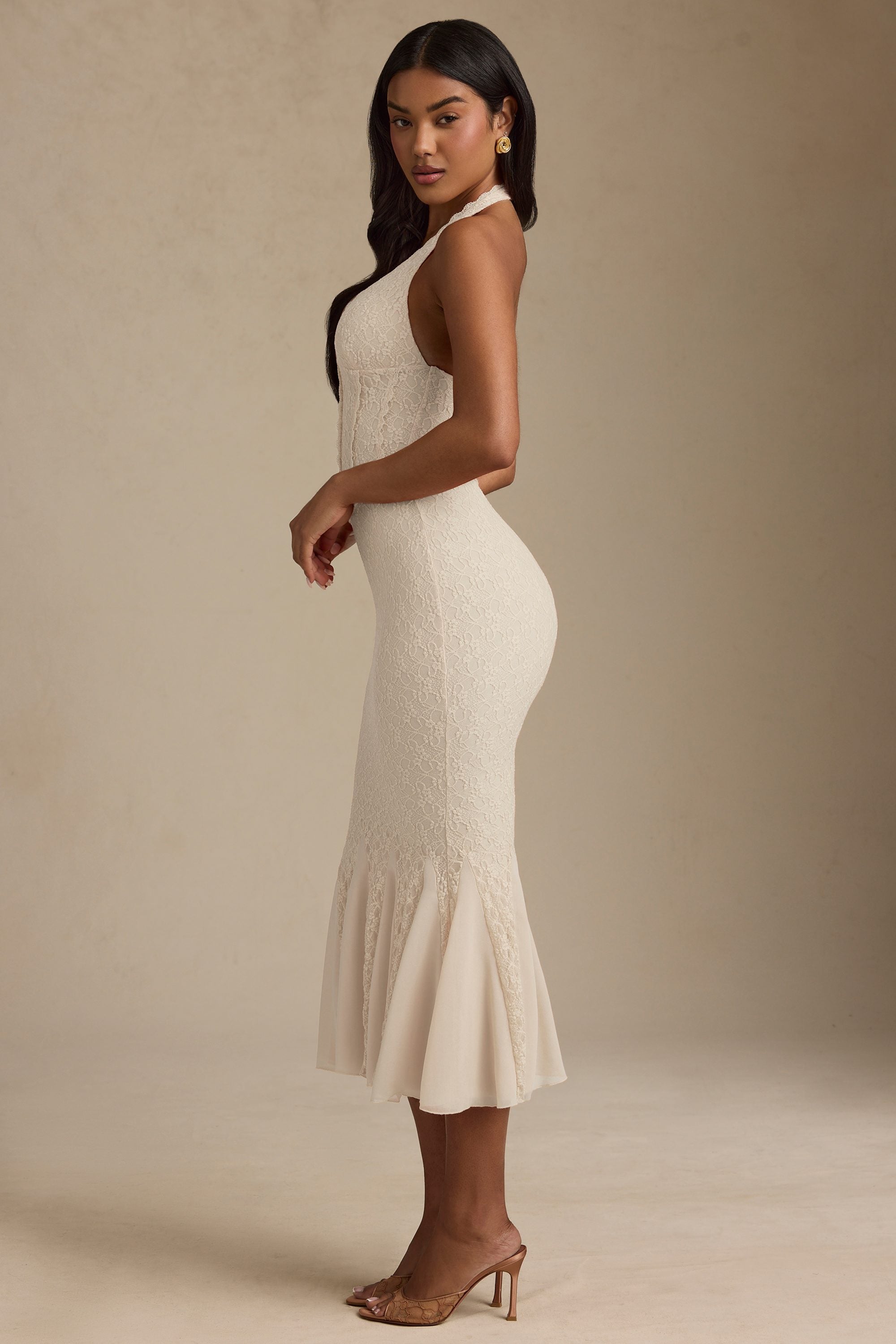 Halterneck Corset Lace Midaxi Dress - Edel Essential
