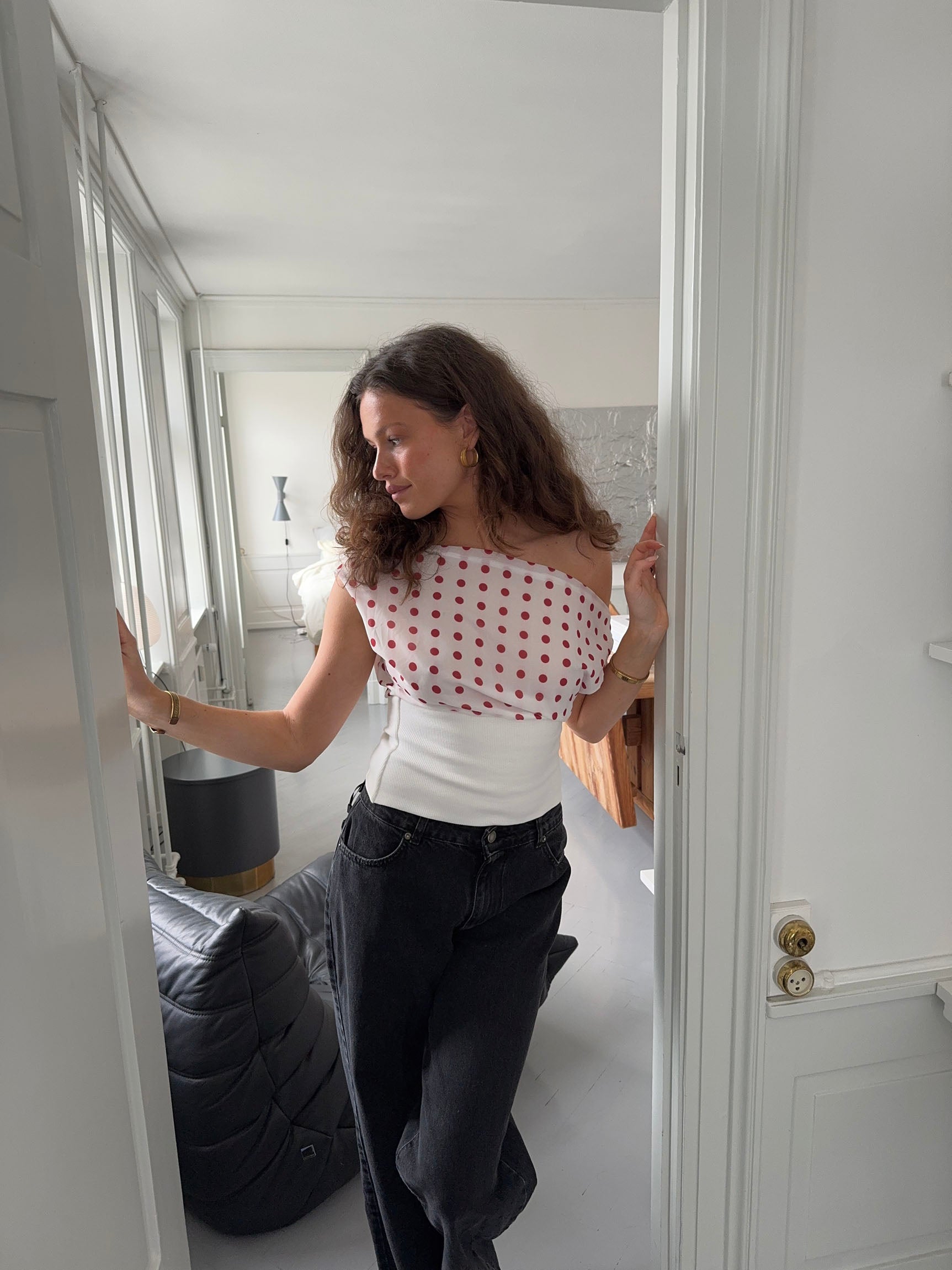 Polka Dotted Top - White/red - Edel Essential
