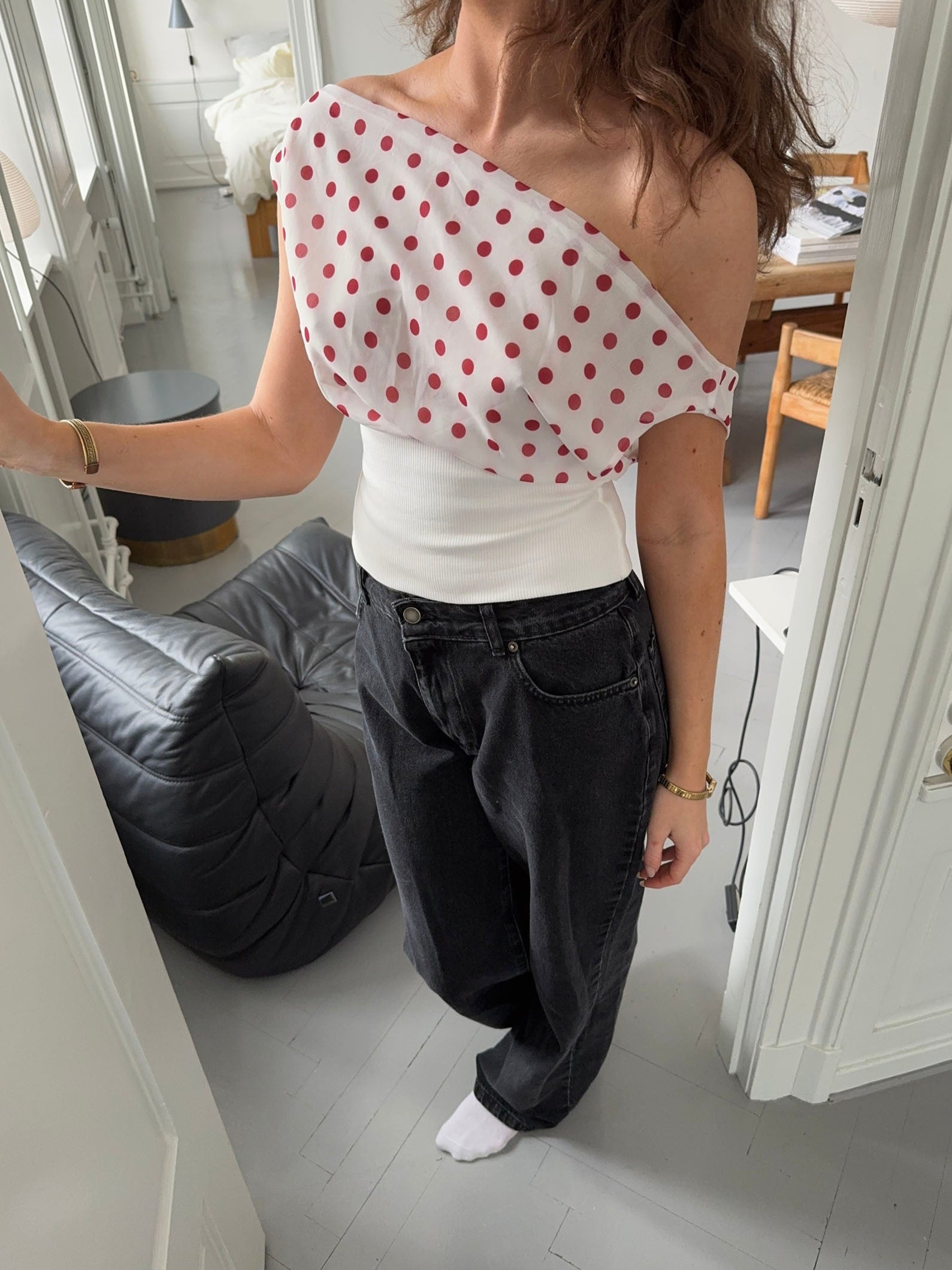 Polka Dotted Top - White/red - Edel Essential