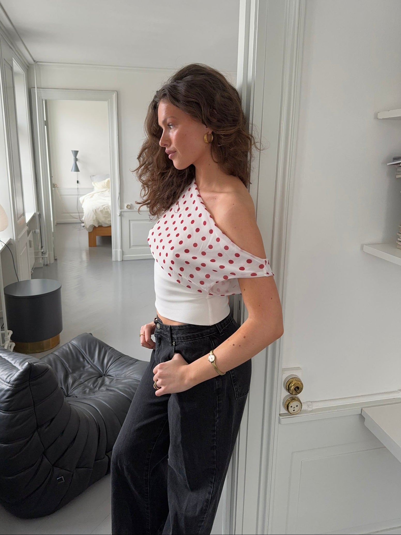Polka Dotted Top - White/red - Edel Essential