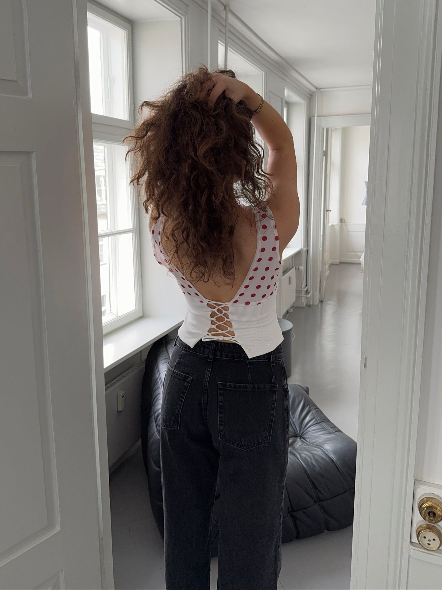Polka Dotted Top - White/red - Edel Essential
