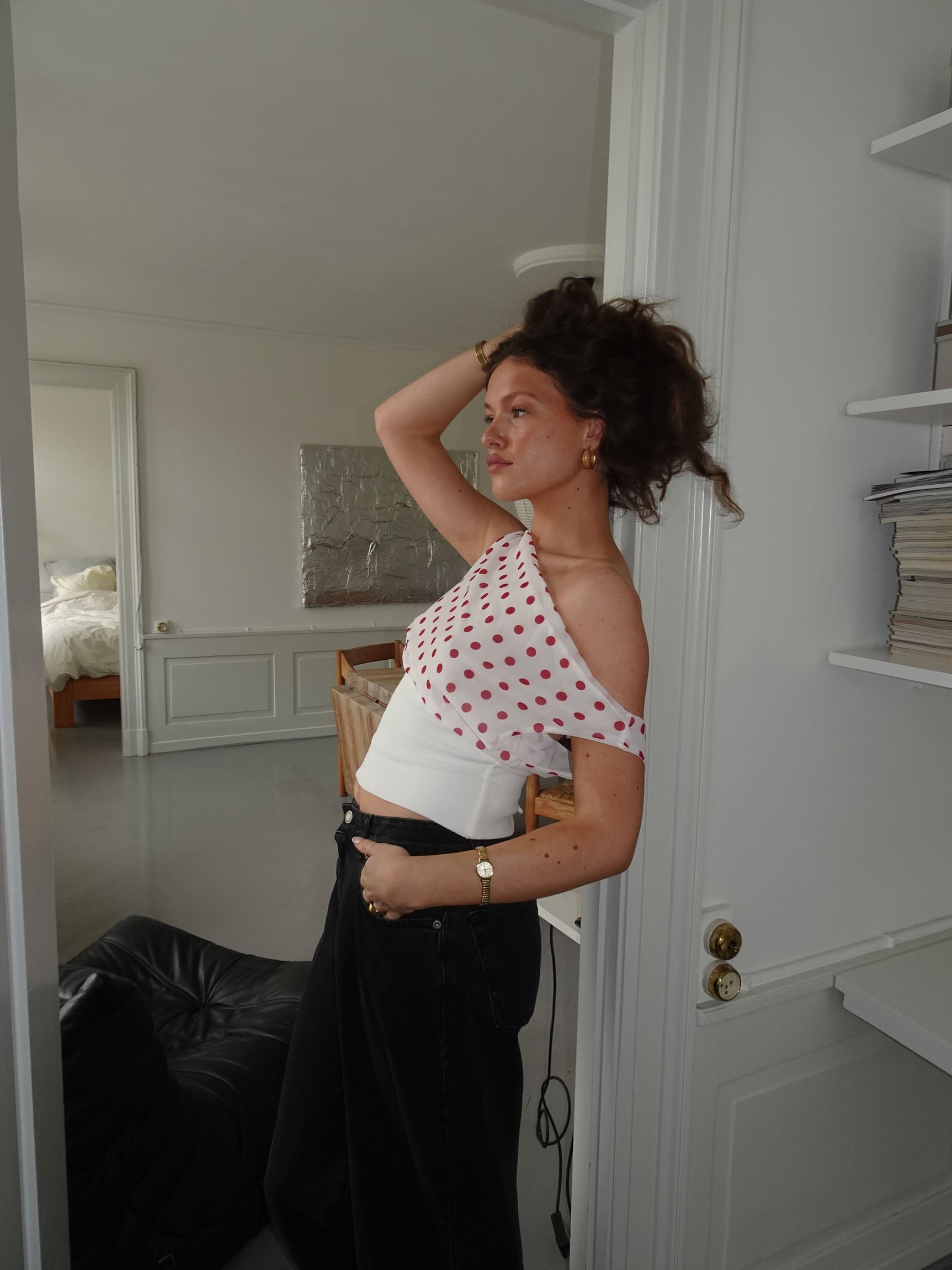 Polka Dotted Top - White/red - Edel Essential