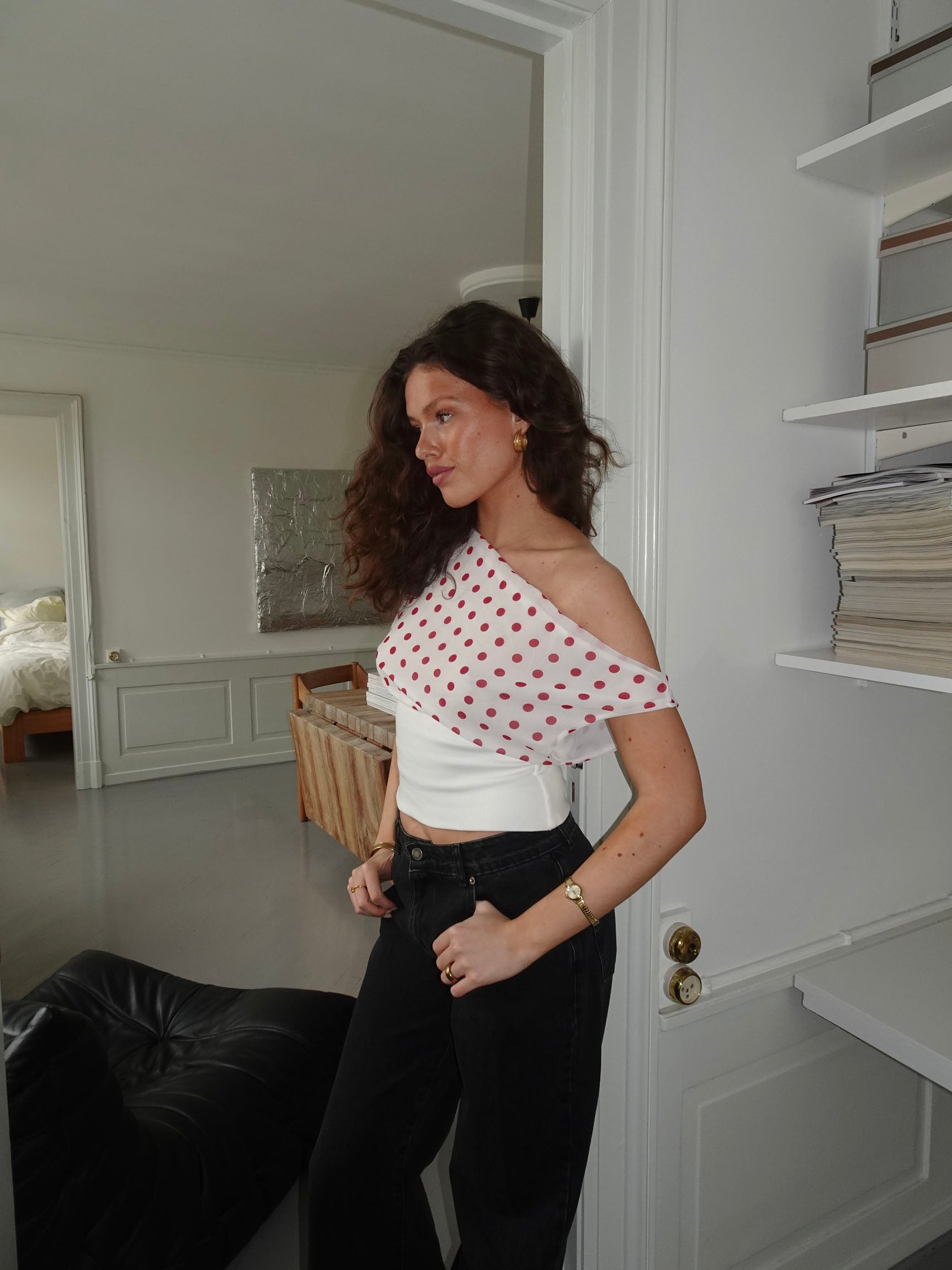 Polka Dotted Top - White/red - Edel Essential